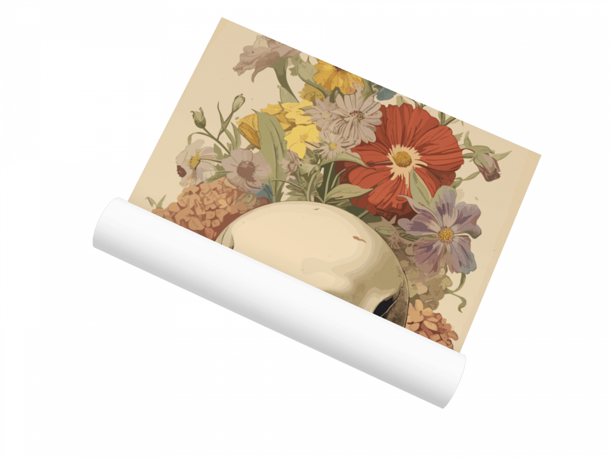 poster schädel mit blumen