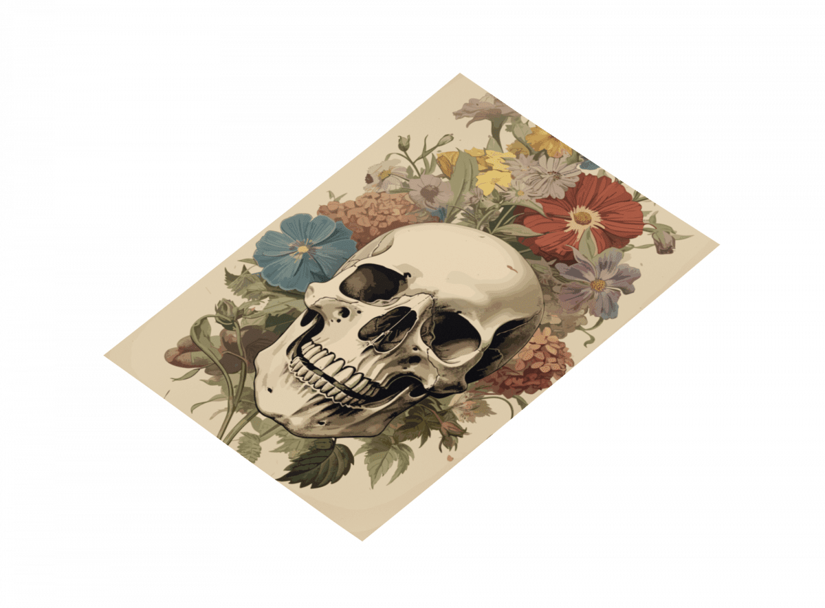 poster schädel mit blumen