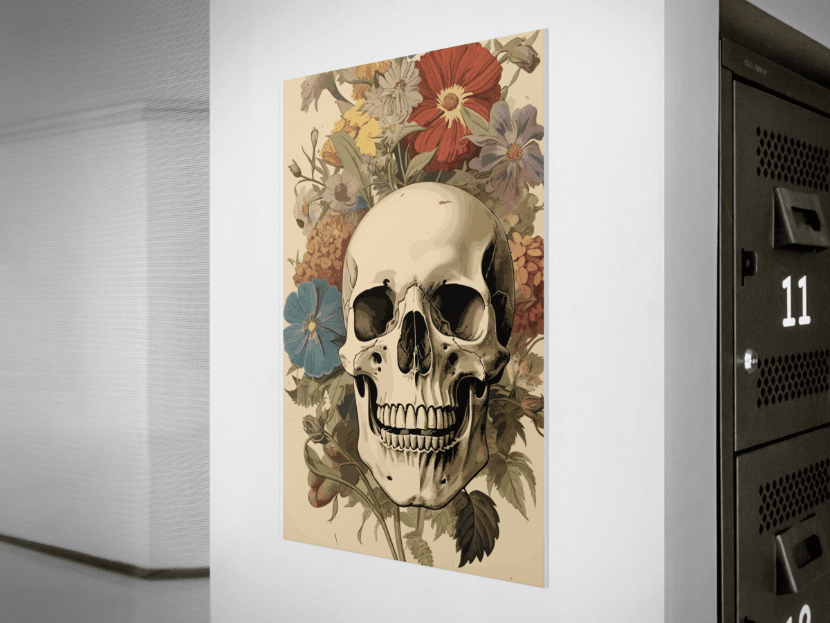 poster schädel mit blumen