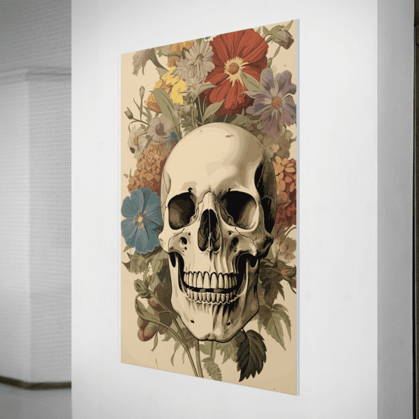 poster schädel mit blumen
